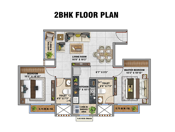 Palm Riveria Mumbra 1 BHK Layout