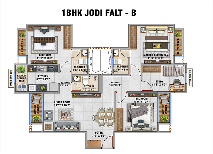 Palm Riveria Mumbra 2 BHK Grande Layout